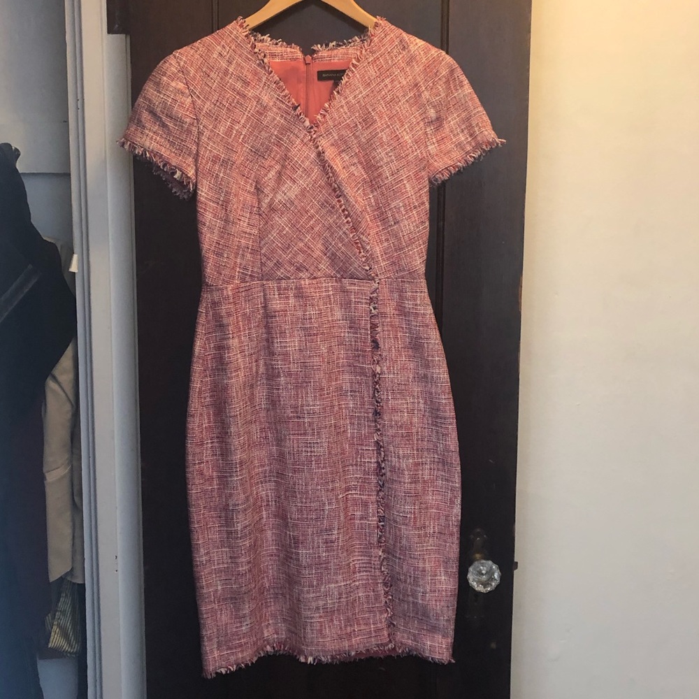 Pink tweed dress. Chanel style.